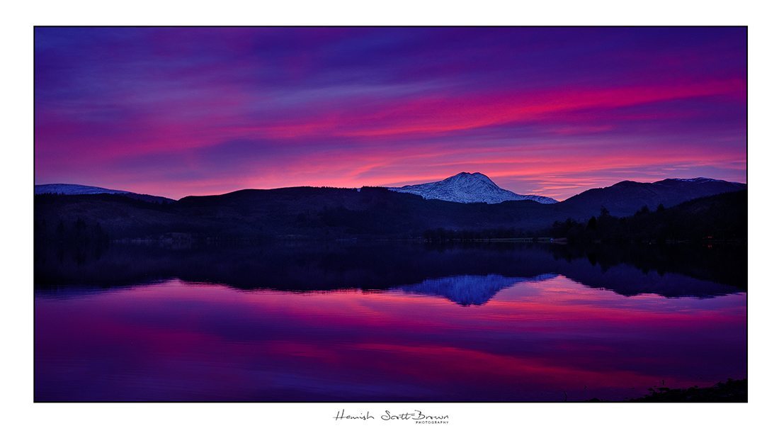 sunset over Ben Lomond from the banks of Loch ard © Hamish Scott-Brown