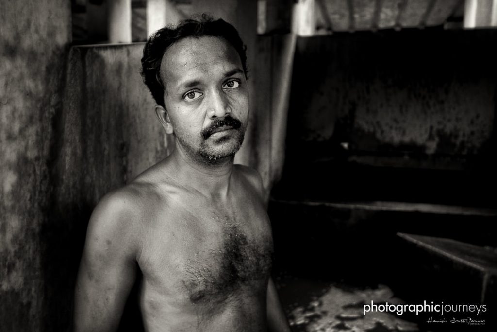 portrait of a laundry worker at the dhobi khana in cochin © Hamish Scott-Brown